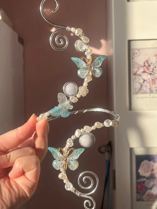 Blue and silver butterfly arm cuff