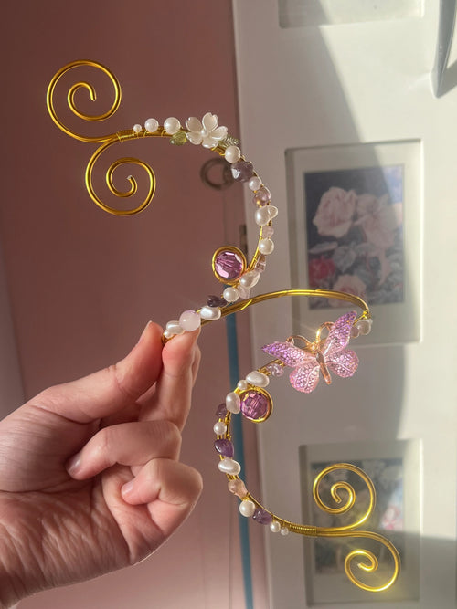 Purple butterfly gold arm cuff
